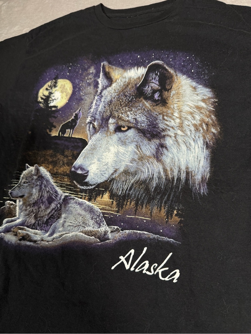 Black Alaska Wolf Graphic Kids Tee